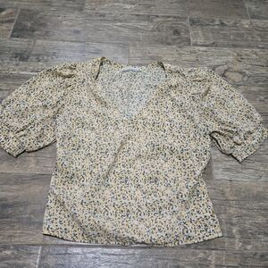 Abercrombie & Fitch Yellow Floral Puff Sleeve Blouse